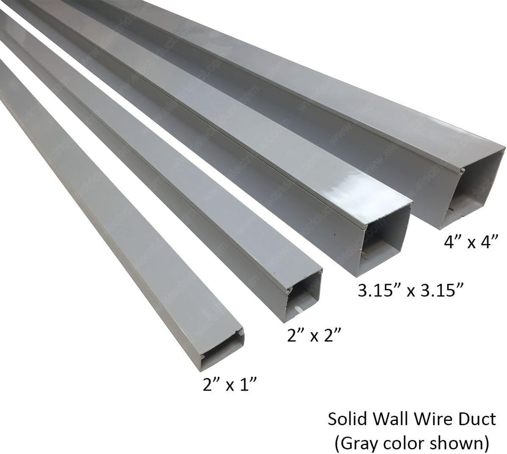Electriduct 2" x 2" Solid Wall Wire Duct PVC Cable Raceway 6.56FT x 6 Sticks (39 Feet) Gray