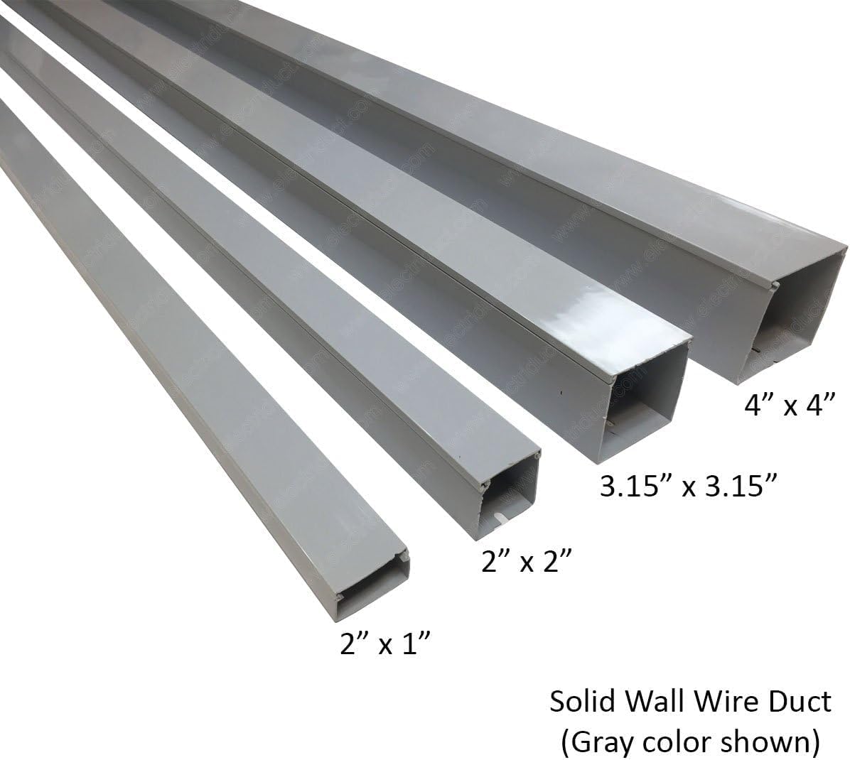 Electriduct 2" x 2" Solid Wall Wire Duct PVC Cable Raceway 6.56FT x 6 Sticks (39 Feet) Gray