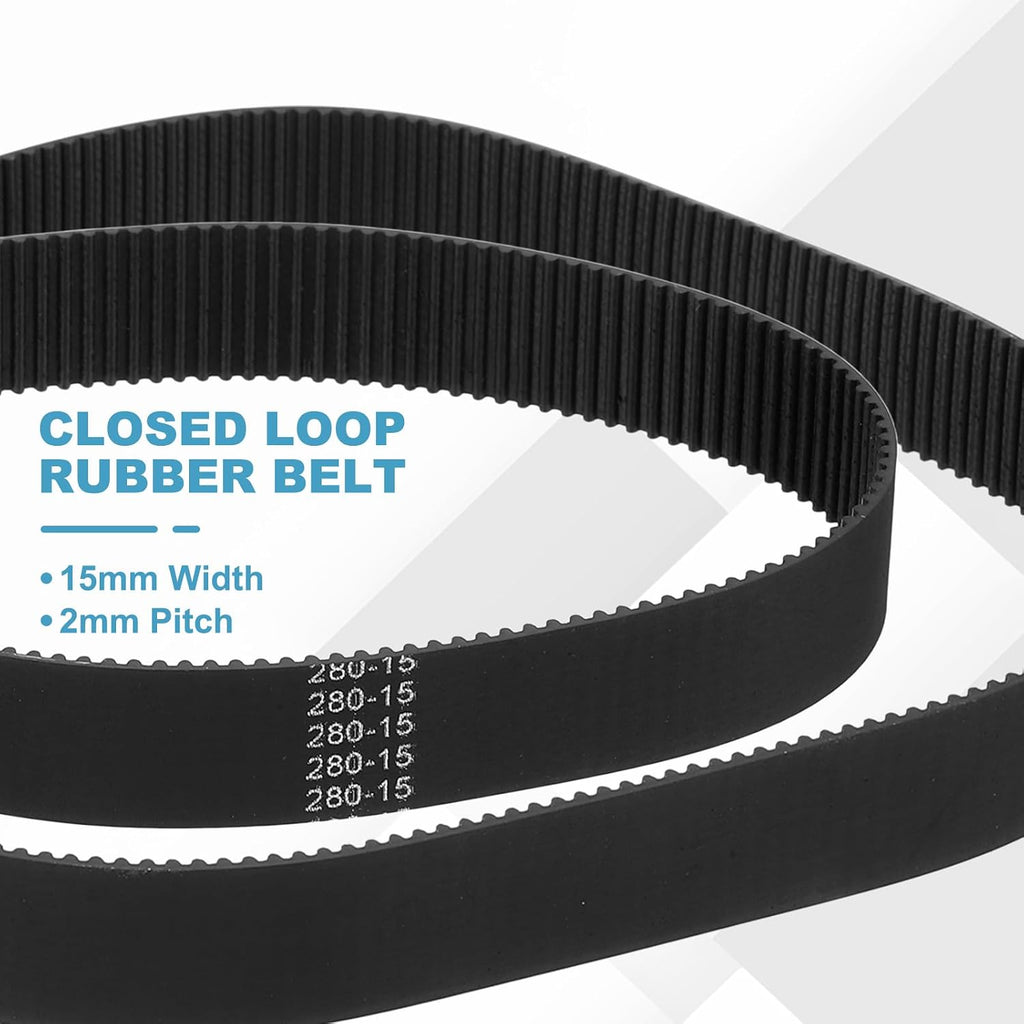 MECCANIXITY 238mm GT-2 Timing Belt 15mm Width 2mm Pitch Black 3pcs
