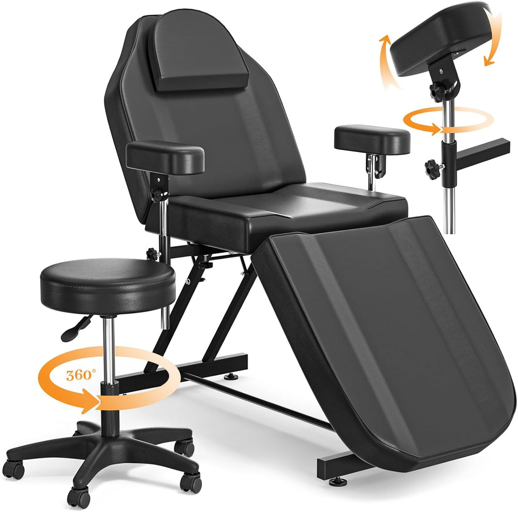Tattoo Chair for Client, Adjustable Armrests Facial Lash Bed
