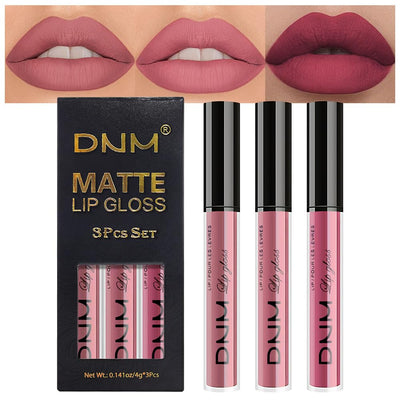 3Pcs Matte Rose Pink Liquid blush Lipstick Set, Soft Pink Nude Dusty Rose Mauve Red Lip Stain Kit, LipStain Long