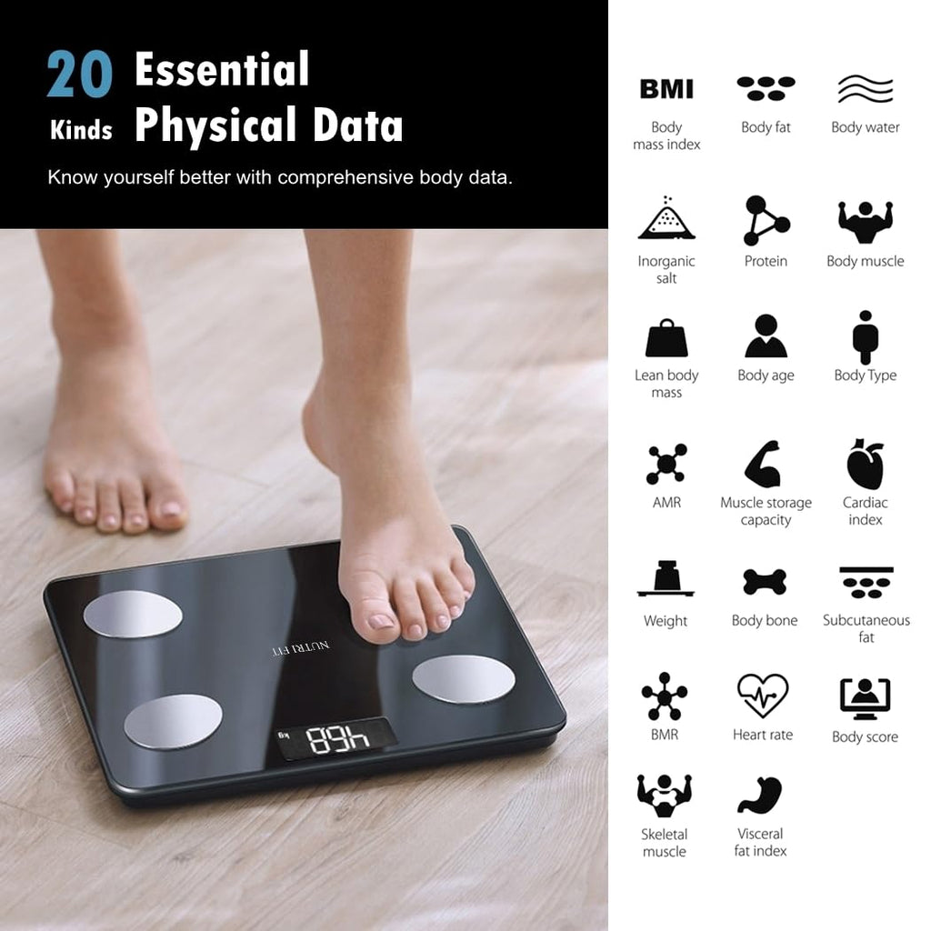 Scale for Body Weight Digital Bathroom Smart Scale with Bluetooth for BMI, Body Fat, Muscle Mass, 20 Body Composition