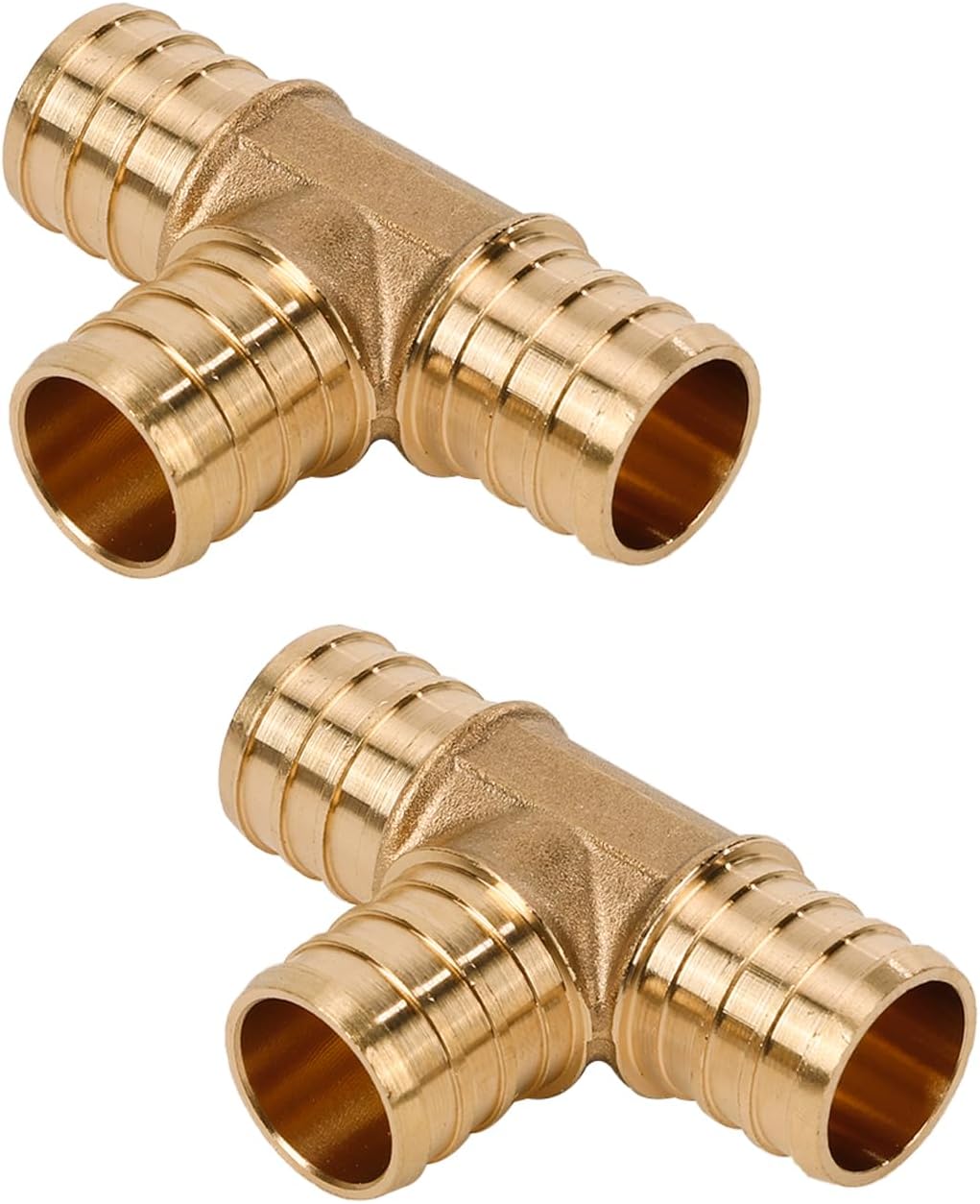 2 Pack PEX Fittings 3/4" PEX Crimp Brass Tee for Potable Water Distribution and Hydronic Heating