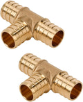 2 Pack PEX Fittings 3/4" PEX Crimp Brass Tee for Potable Water Distribution and Hydronic Heating