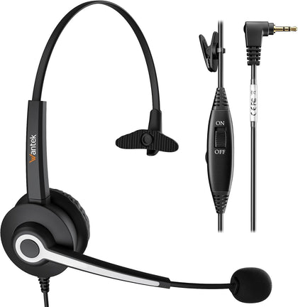 Phone Headset with Microphone Noise Cancelling, Telephone Headsets 2.5MM Jack Compatible with Panasonic AT&T RCA