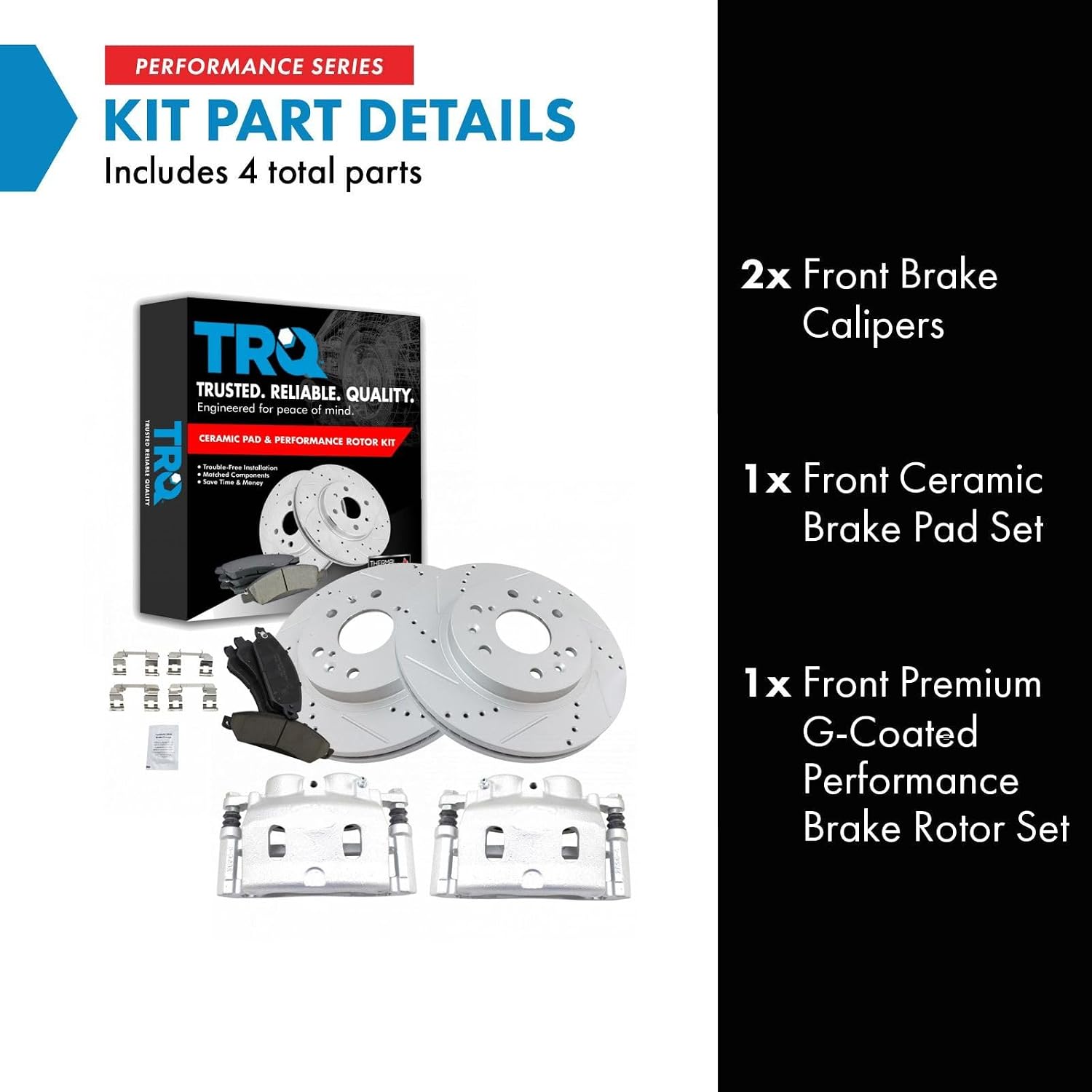 Performance Front Brake Calipers Ceramic Pads Drilled Rotors Compatible with Sierra Silverado Tahoe