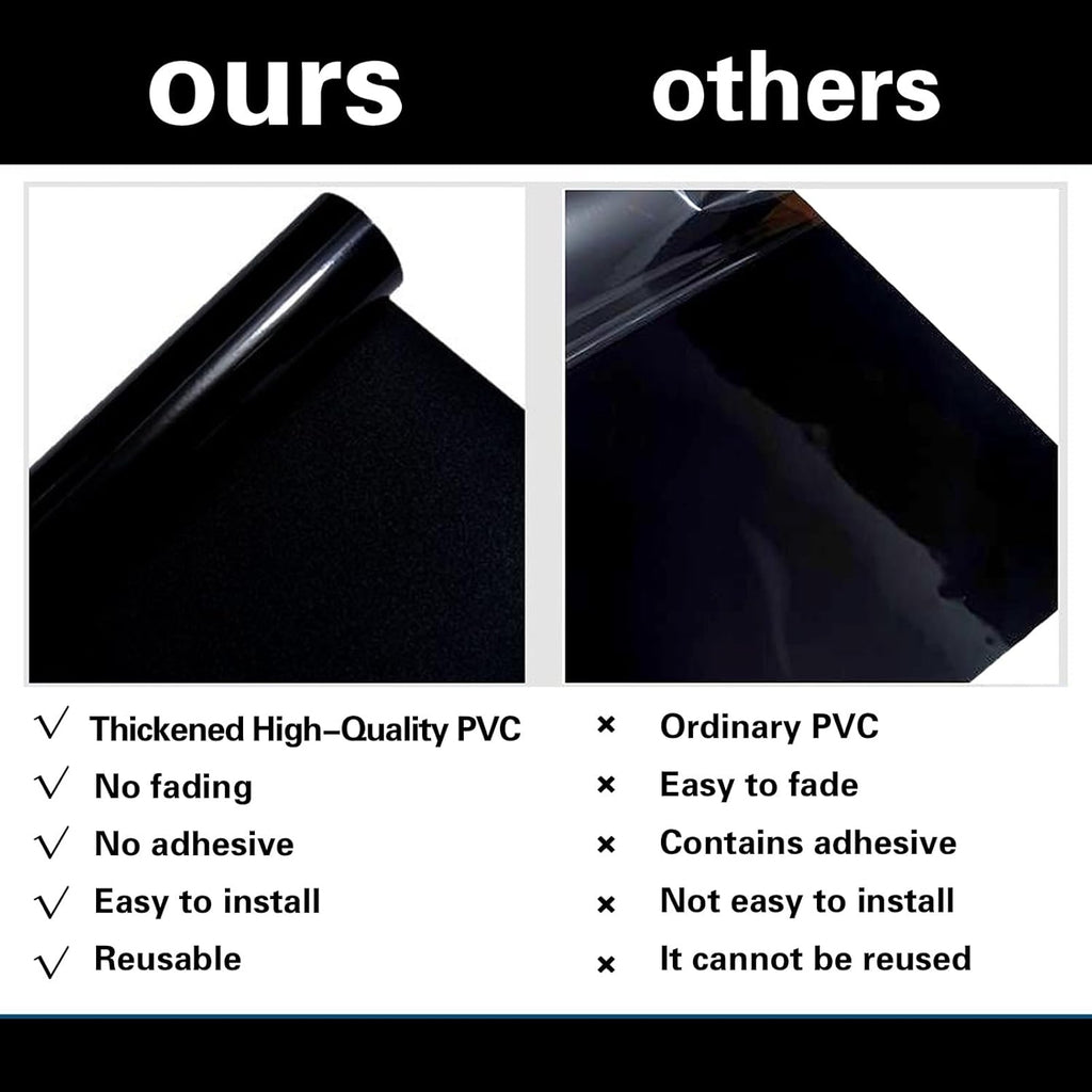 Black Aquarium Background Film, Static Cling PVC, 23.6" H × 78.7" W