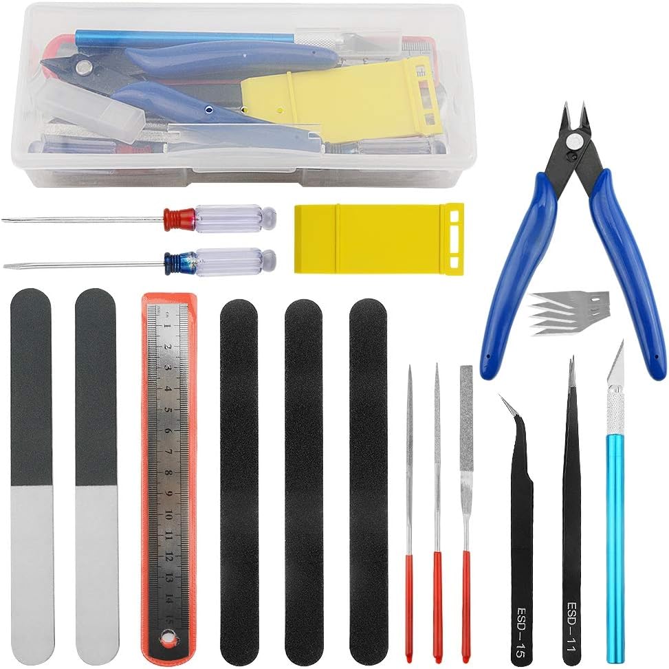 Professional 17 PCS Model Tools Kit Modeler Basic Tools Craft Set Hobby Building Tools Kit for Gundam Car Model