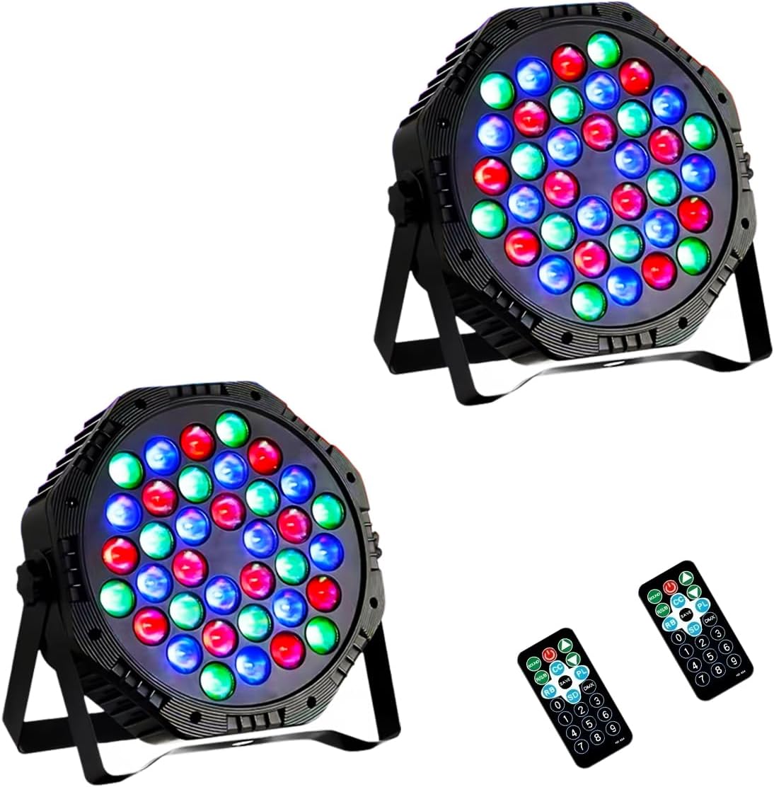 2-Pack LED Par Lights DJ Stage Light for Parties | 36LED, RGB, 9-Mode, Sound Activated, DMX Control, Uplighting for