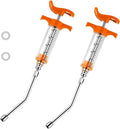 2 Set Feeding Syringe with 2 Drench Nozzle, Adjustable Dosage, Reusable Drench Gun Syringe for Small Animals Newborn