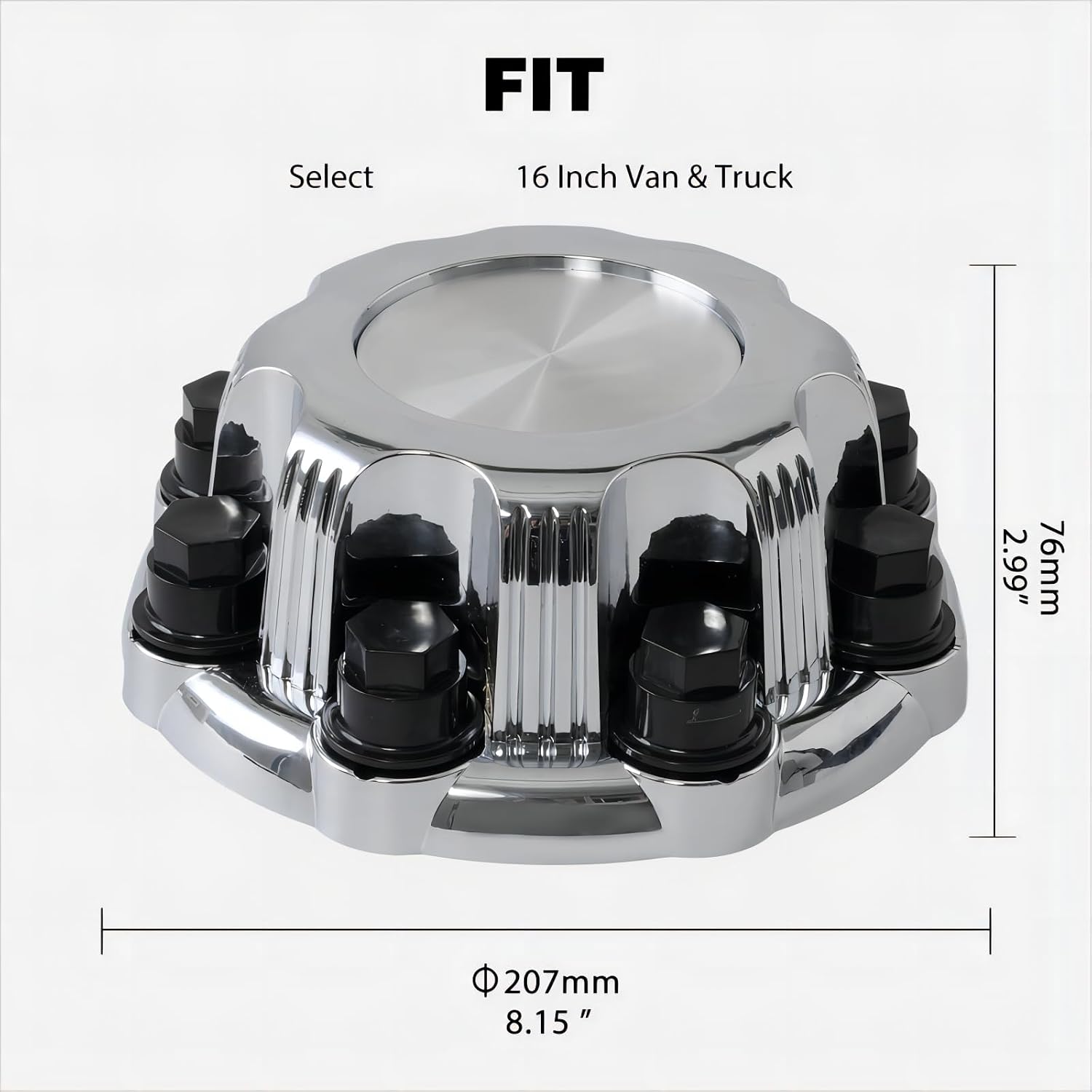 (Set of 4) Chrome Wheel Center Caps 8 Lugs Fit for Select Van | 16 Inch & Truck - Replacement 15039489, 15039488