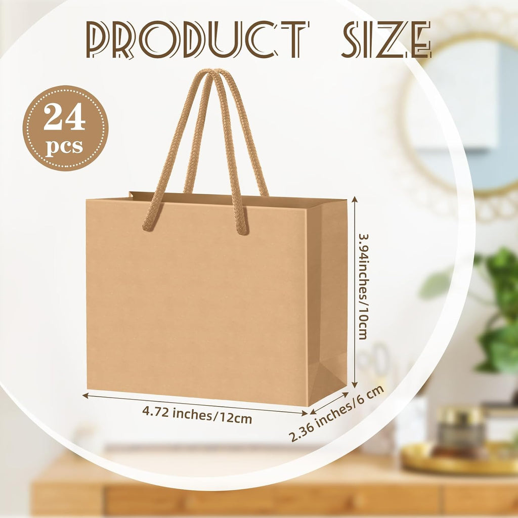 24 Pcs Brown Mini Gift Bags with Handles Paper Gift Card Bags