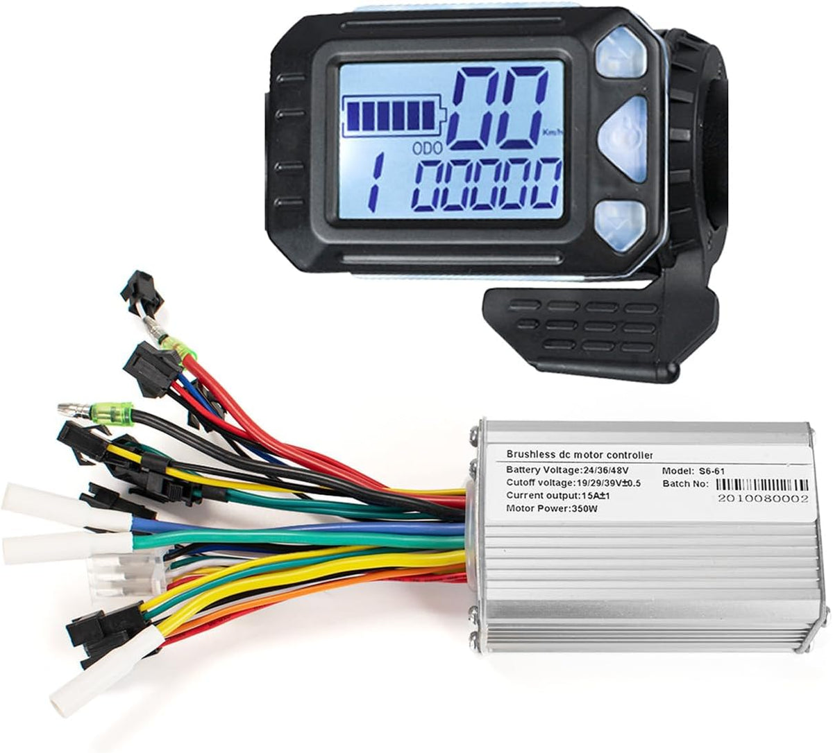 24V 36V 48V 350W Ebike Controller Kit and LCD Display with Thumb Throttle
