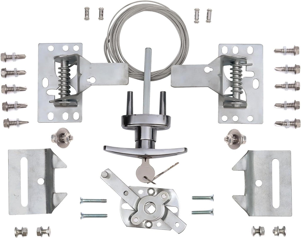 Garage Door Lock Kit with Spring Latch （Including All Hardware） Garage Door Lock Set Fits 1-3/8" Through 2" Thick