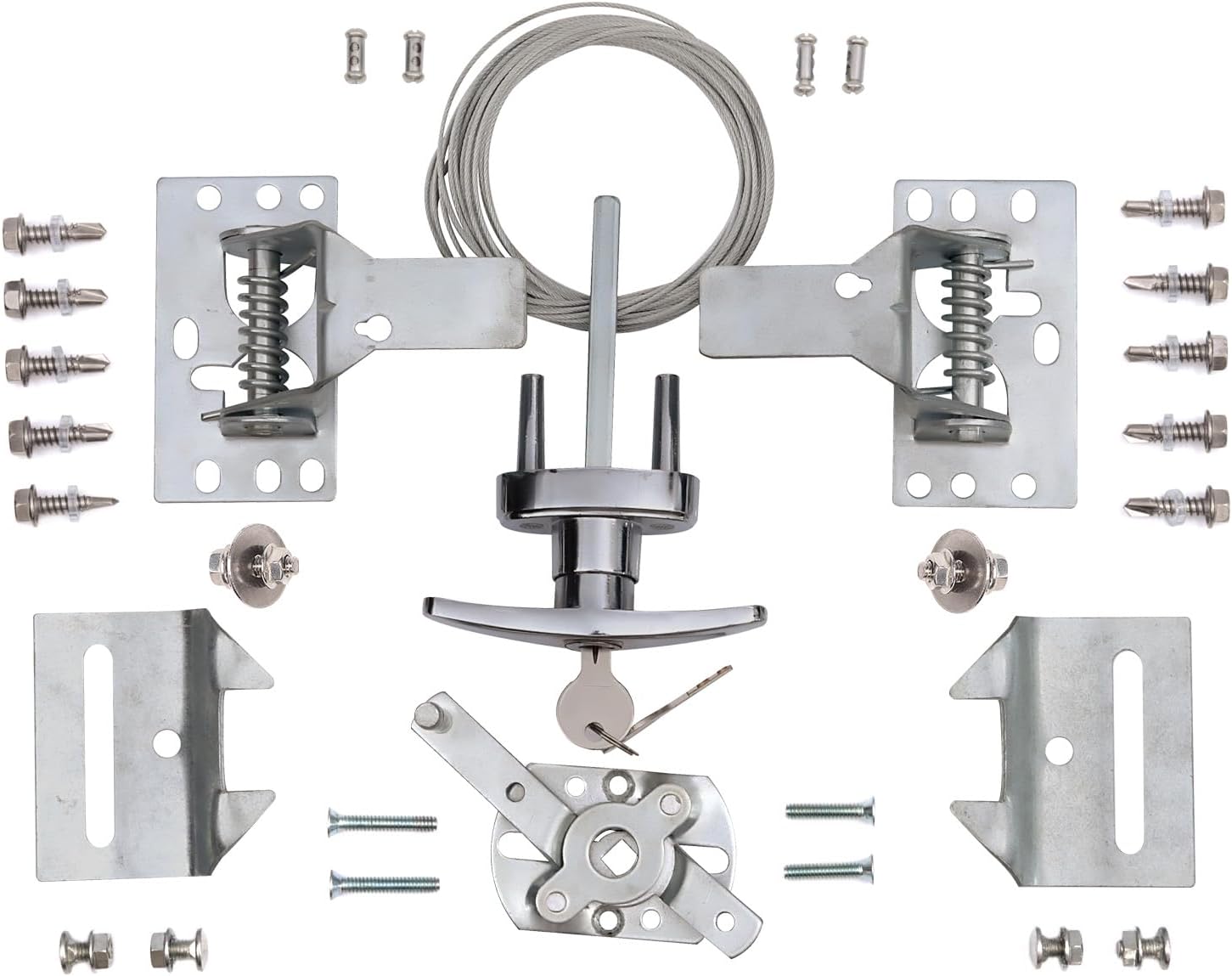Garage Door Lock Kit with Spring Latch （Including All Hardware） Garage Door Lock Set Fits 1-3/8" Through 2" Thick