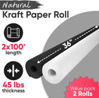 36" x 1200" (100 ft) Black and White Kraft Paper Roll Set