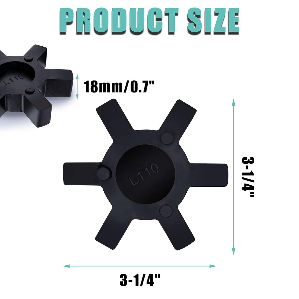 Flexible L110 NBR Rubber Spider Insert Solid Spider Center Inserts Fits for Lovejoy Martin L-Jaw Coupling (4 Pack)