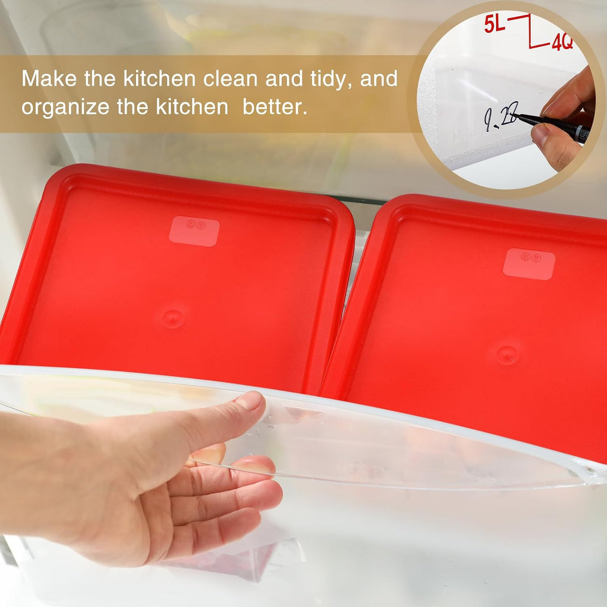 2 Pcs Square Food Storage Container Polycarbonate Clear Food Container with Lid Commercial Rice Storage with
