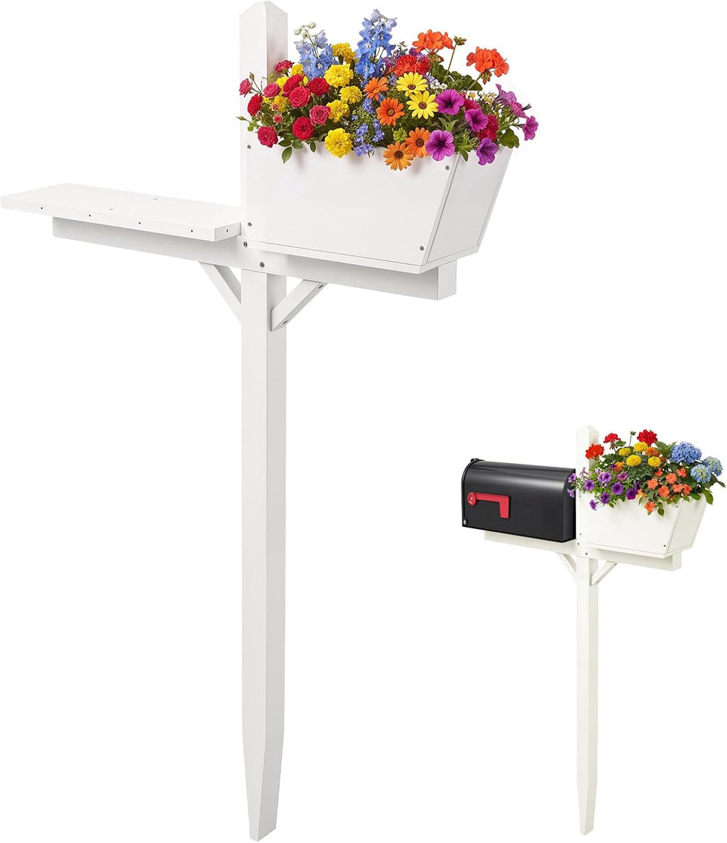 Decorative Mailbox Post Kit with Planter Box 4.5ft Mailbox Stand | Fits Standard Residential Mailboxes. Slim 2 x 2
