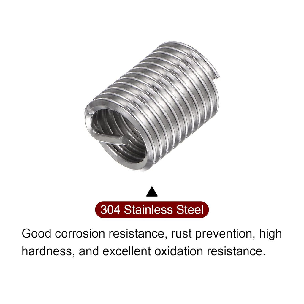HARFINGTON 30pcs Wire Threaded Inserts 1/2-13 UNC 2D 25.4mm 304 Stainless Steel Helical Coiled Wire Thread Sleeve
