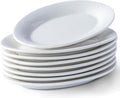 8 Inch Oval Ceramic Plate Set of 8, Ceramic Salad Plates Set