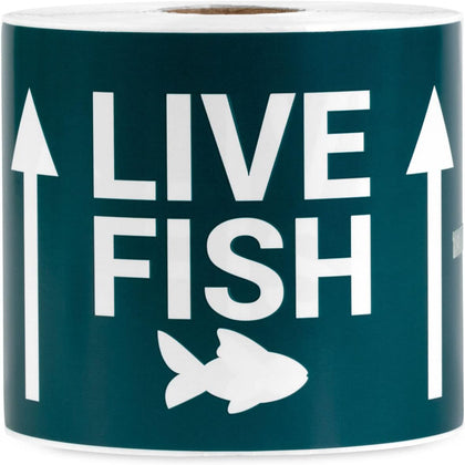 Live Fish Shipping Stickers (5 x 3 Inch, Green - 300 Labels) Live Fish Labels for Shipping & Handling, This Side Up