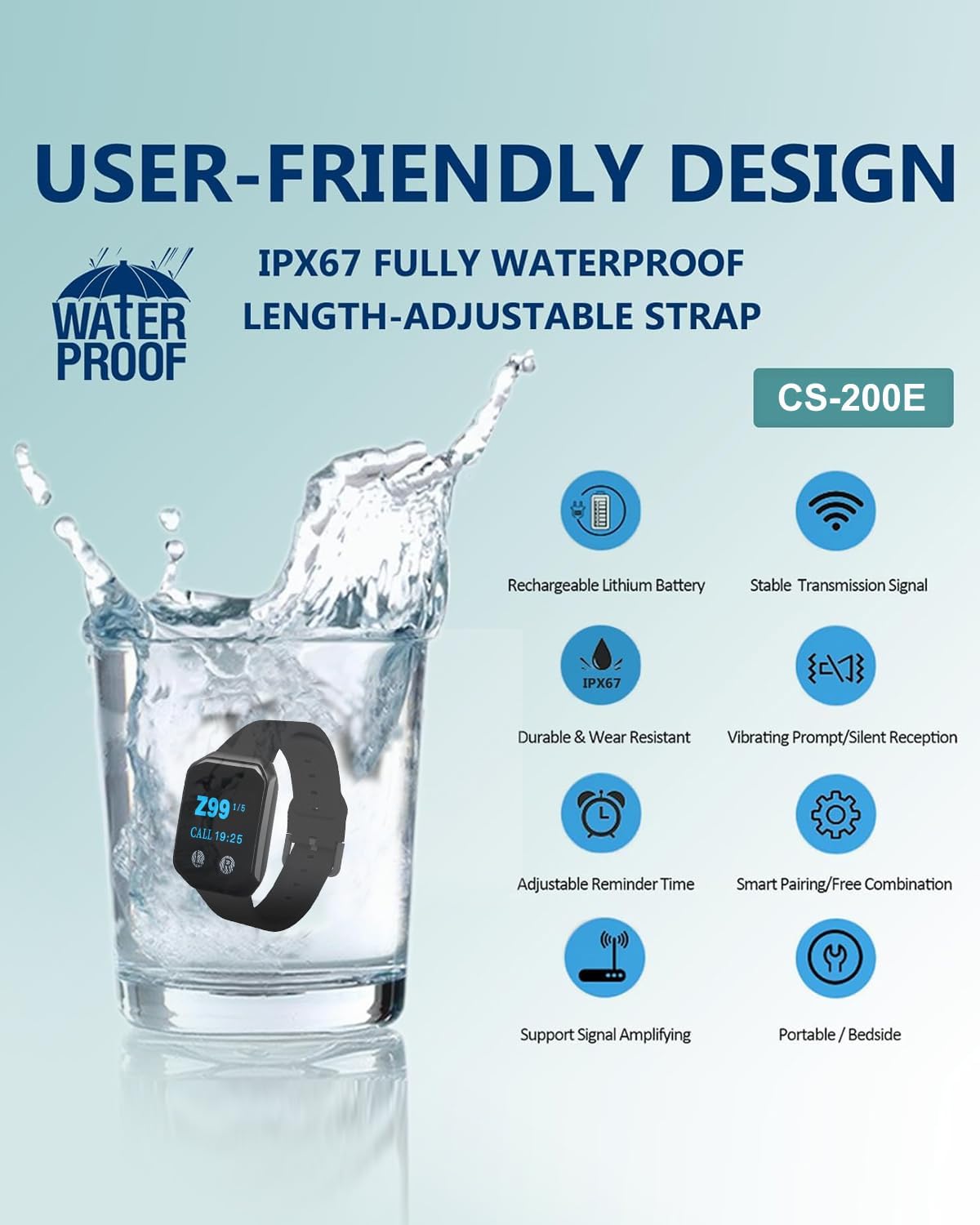Restaurant Pager System 1200+Ft with 15 Portable Waterproof Buttons