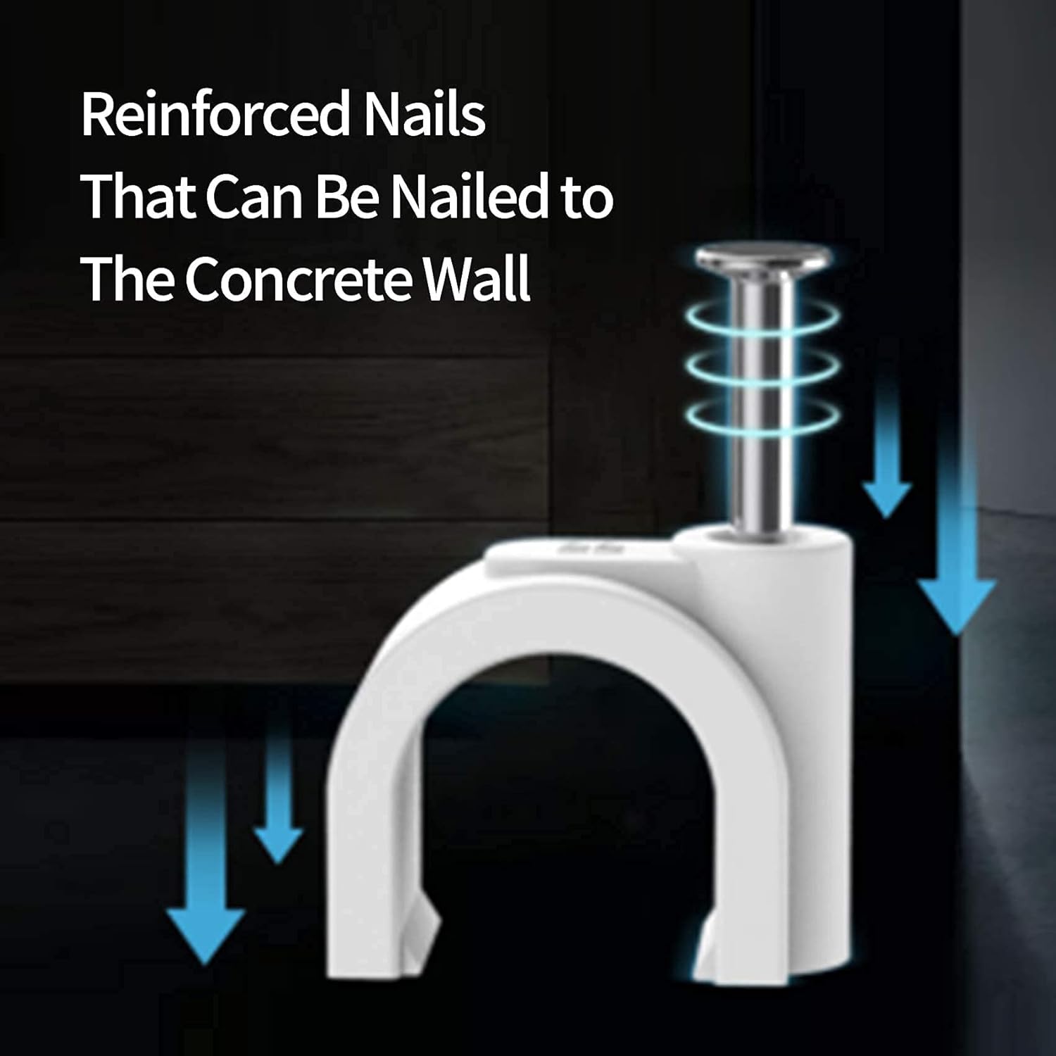 Cable Clips, 400 Pcs, 4mm 6mm 8mm 10mm, Wire Wall Clips with Steel Nails, Ethernet Cable Clips, Cable Tacks Coax