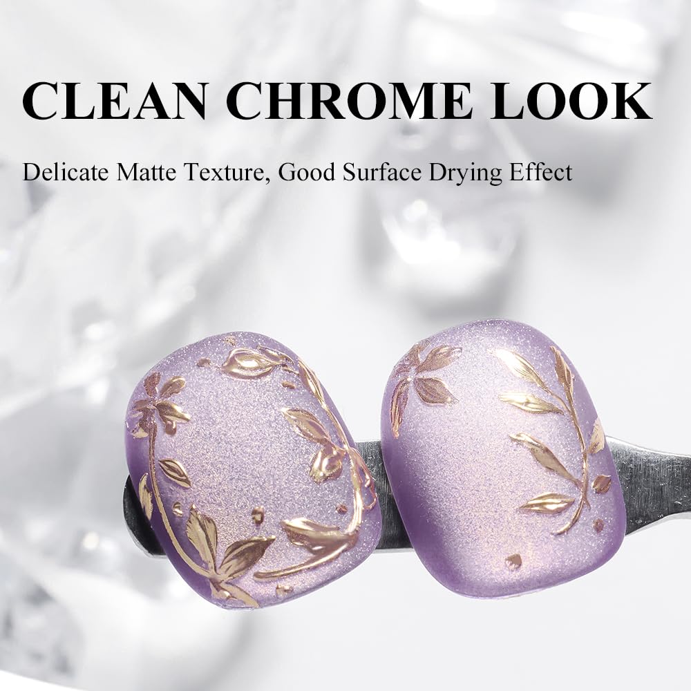 Chrome-Proof Matte Top Coat for Isolated Chrome Nail Art