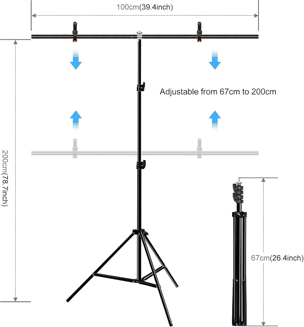 Green Screen Backdrop Kit with Stand, PULUZ 3.2x6.5ft Portable GreenScreen Background Stand, T-Shape Green Screen