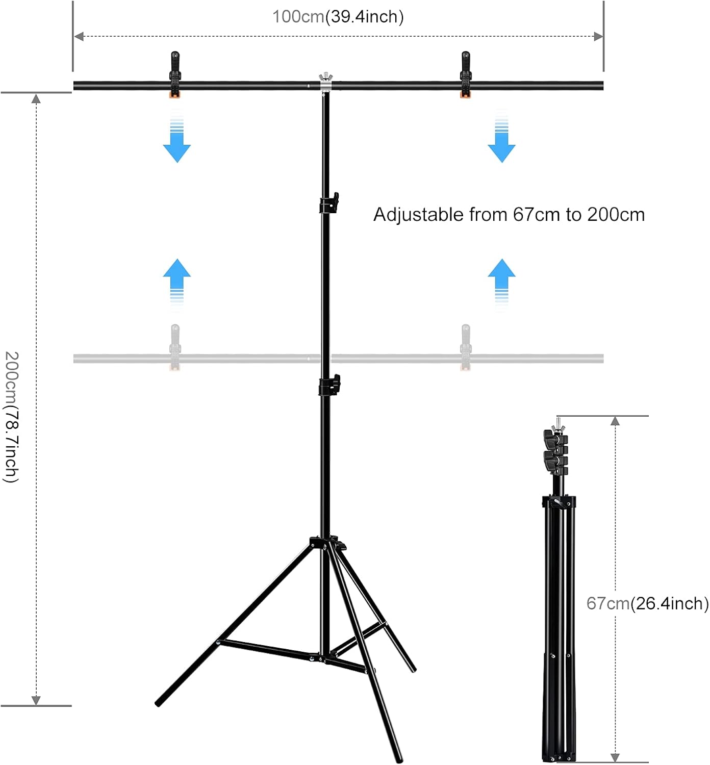 Green Screen Backdrop Kit with Stand, PULUZ 3.2x6.5ft Portable GreenScreen Background Stand, T-Shape Green Screen