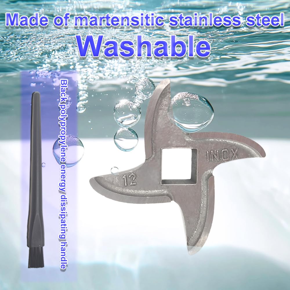 2 Pack #12 Stainless Steel Meat Grinder Blades, Replacement Cutter Knives
