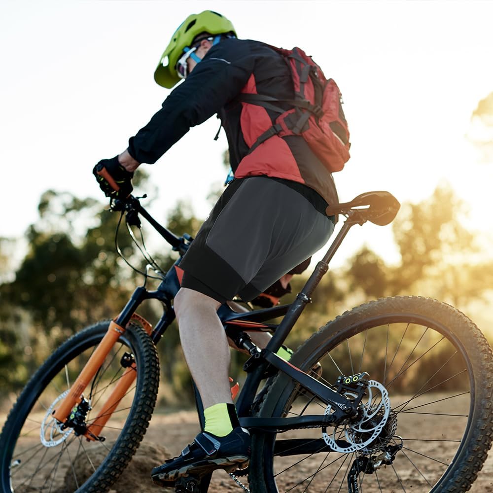 Mens Mountain Bike Shorts 3D Padded MTB Shorts Bicycle Biking Biker Baggy Cycling Shorts with Zipper Pockets