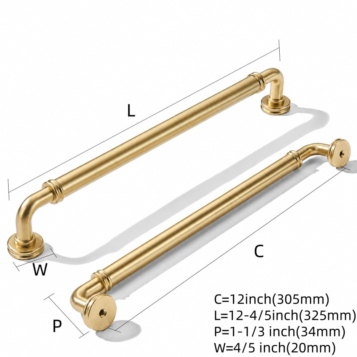 5 Pack 12 Inch Solid Zinc Alloy Brushed Gold Cabinet Pulls