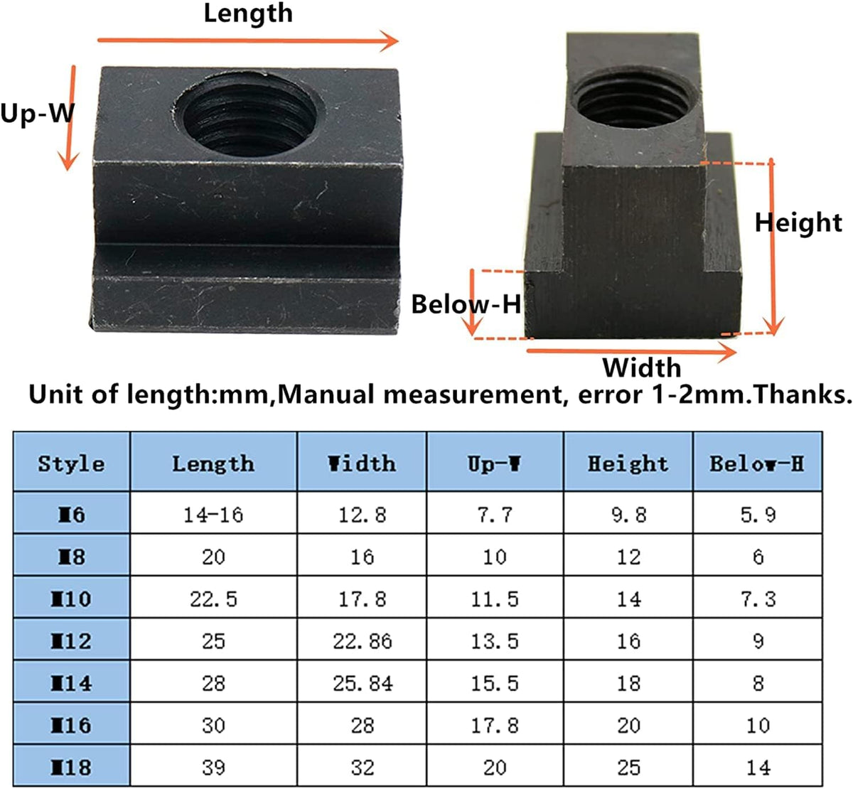 M8 T-Slot Nut,Black Oxide Finish,Grade 8.8,5/16 Threads,Pack of 12