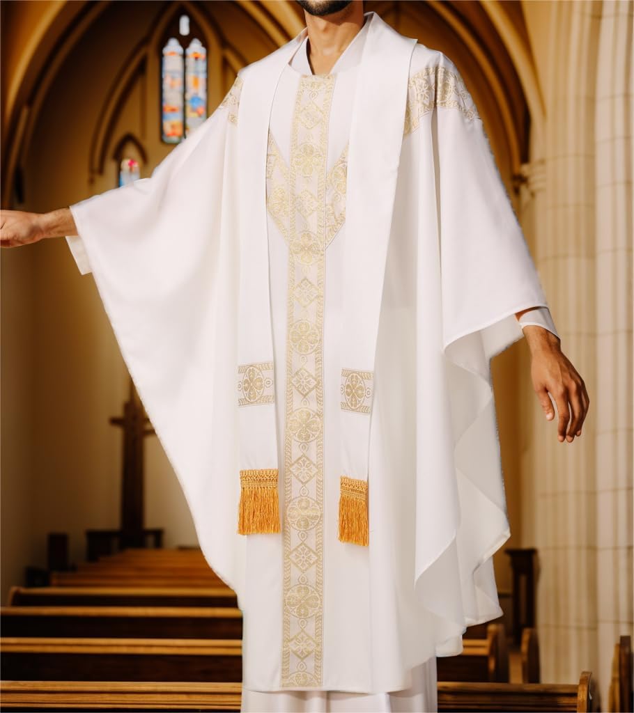 Catholic Priest Chasuble Church Mass Vestment Robe with Stole