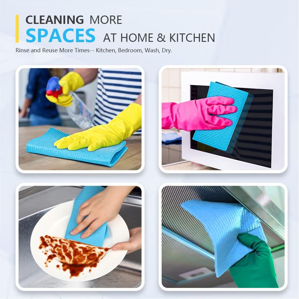 Swedish Dishcloths for Kitchen 10PK, Reusable Paper Towels 7"x6"