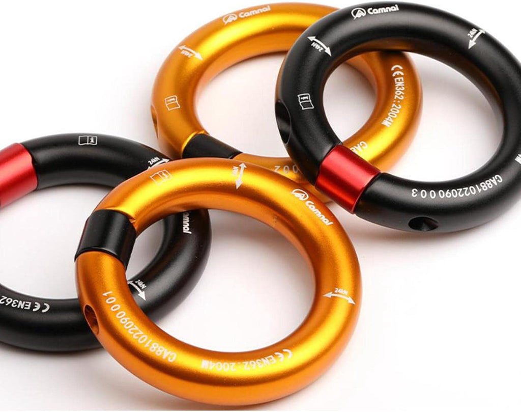 24kN Climbing Rappel Ring, Round Carabiner for Rope Connection in Rescue and Arborist Activities, Black