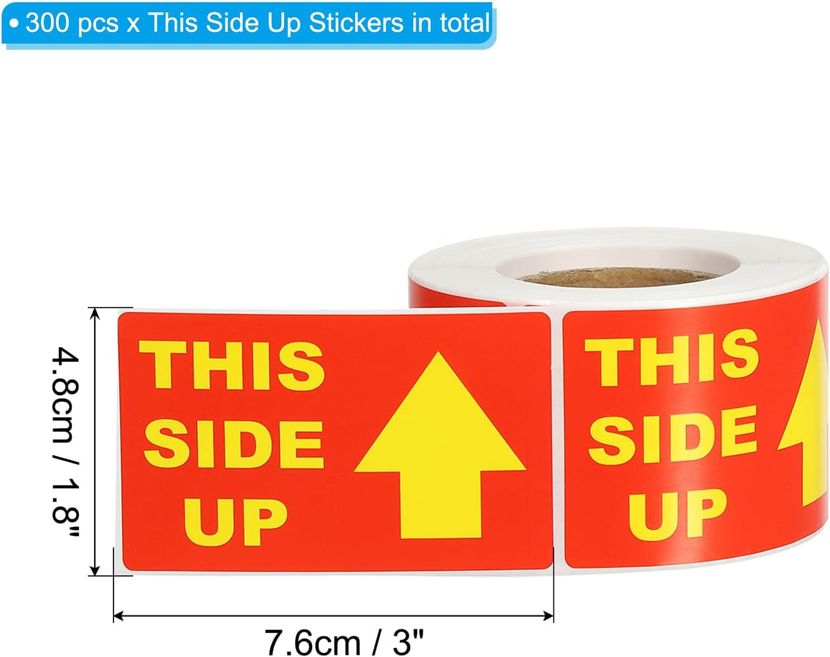 Fragile Stickers 3x1.8 Inch Side Up Warning Adhesive Red 300 Pieces