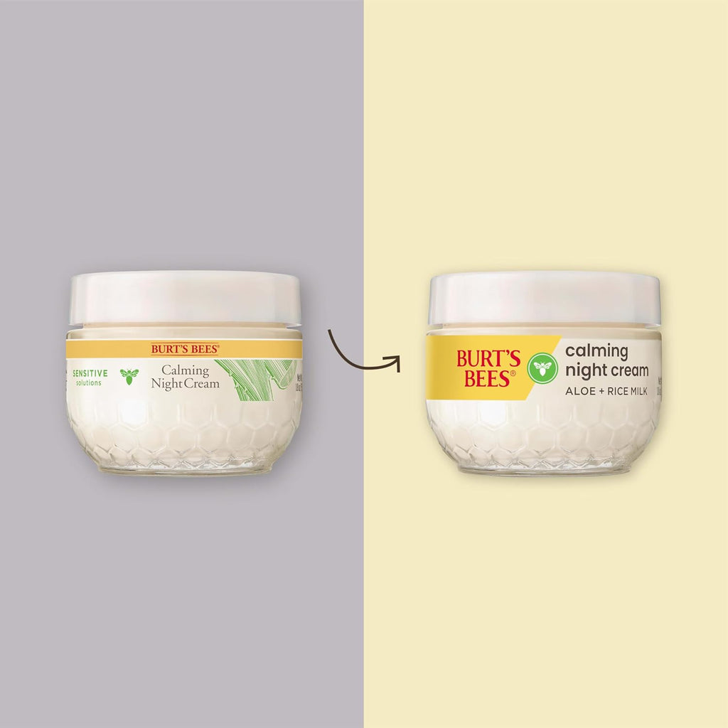Calming Night Cream, With Aloe and Rice Milk, Face Moisturizer For Sensitive Skin Infuses Skin With Moisture While
