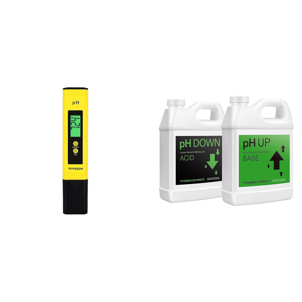 VIVOSUN Digital pH Meter and pH Up & pH Down Kit, 1 Quart Each, pH Control Kit for Balanced pH Level and Optimal