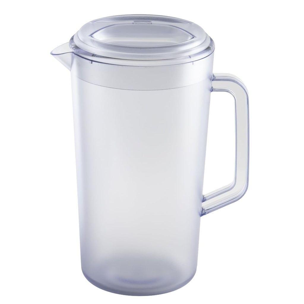 Heavy-Duty 1 Gallon Plastic Pitcher with Lid, Clear, BPA Free