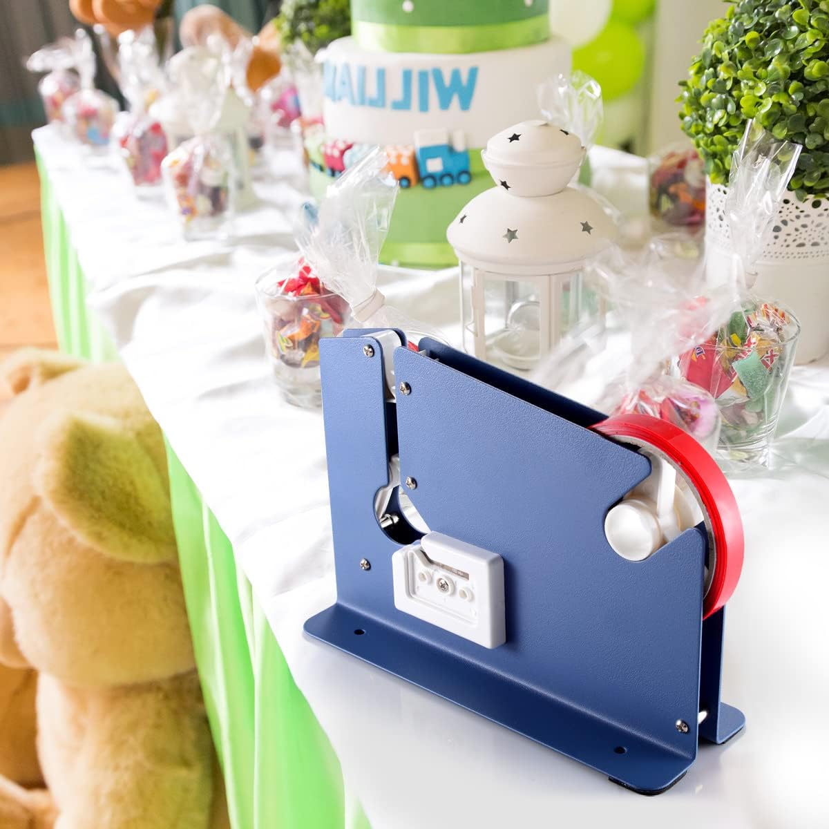 Steel Tape Bag Sealer with 2 Bag Sealing Tape, Plastic Bag Sealer Poly Bag Sealer for Meat Cake Bread Icing, Heavy