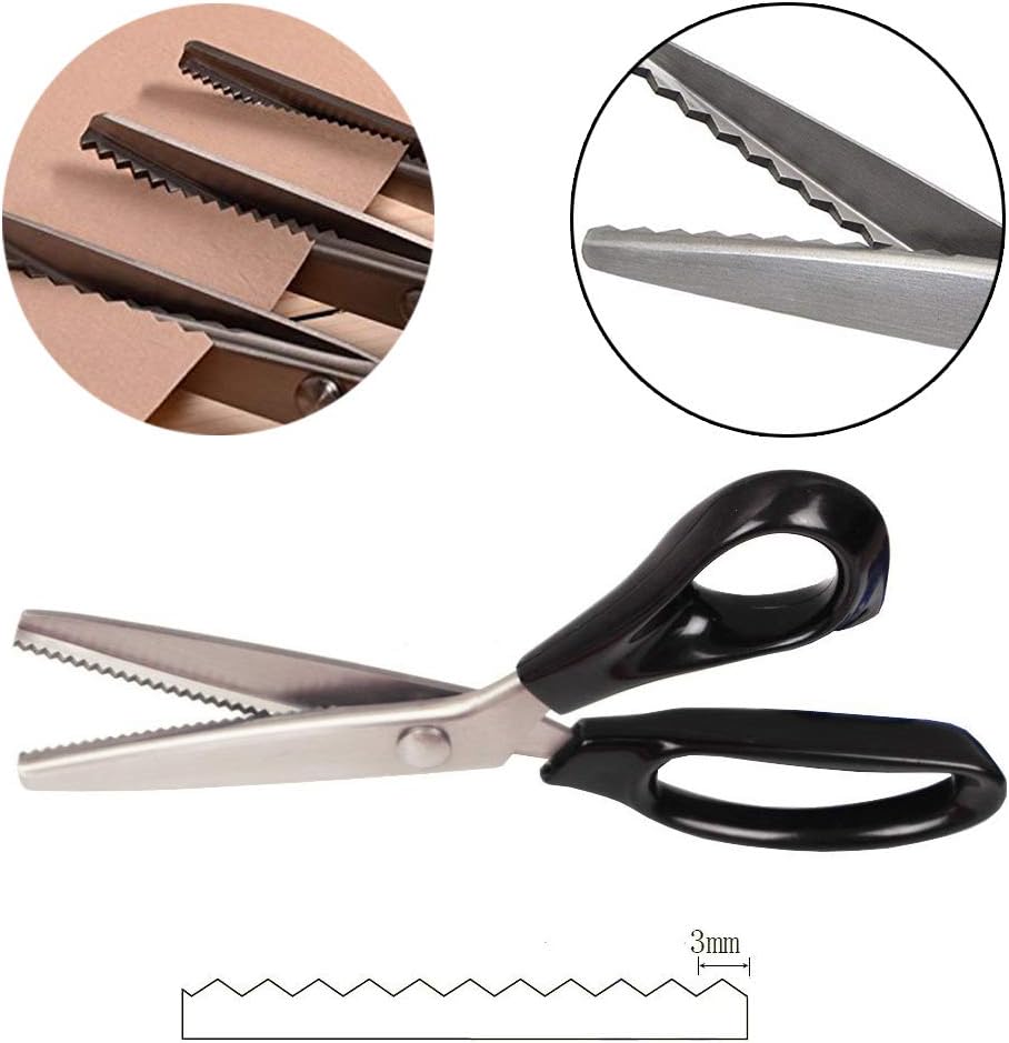 Professional Pinking Shears, Comfort Grip Handle Stainless Steel Dressmaking Scissors Sewing Art Craft Cut Tool