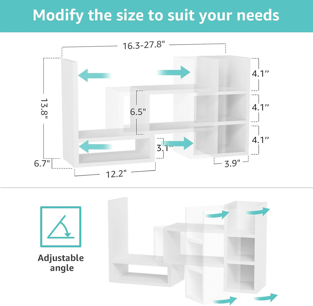 Desk Shelves Desktop Organizer Shlef - White Office Organization for Top of Desk Organizers and Accessories Corner