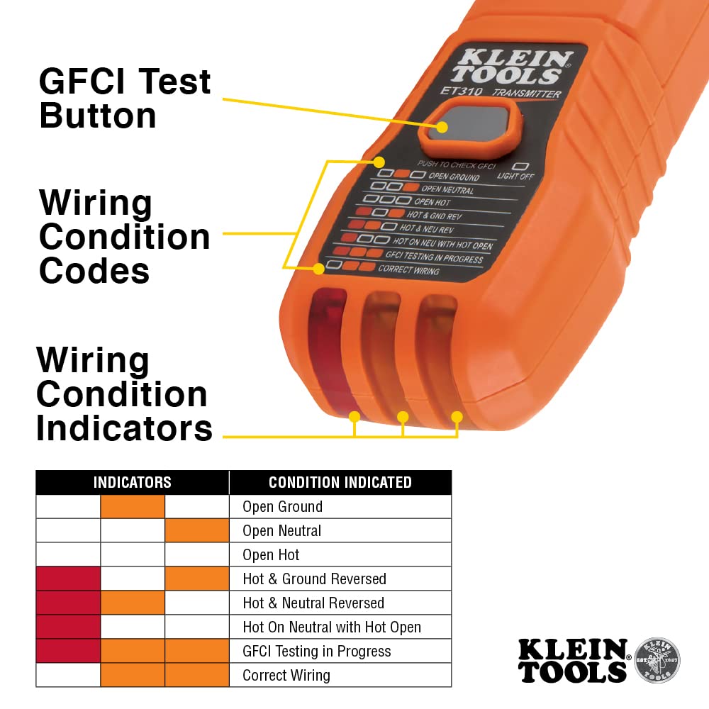 ET310 AC Circuit Breaker Finder, Electric and Voltage Tester with Integrated GFCI Outlet Tester
