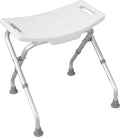 12486 Folding Shower Chair, Bath Bench with Drainage Holes and In-Seat Handles, Supports Users Up To 300 Pounds, White