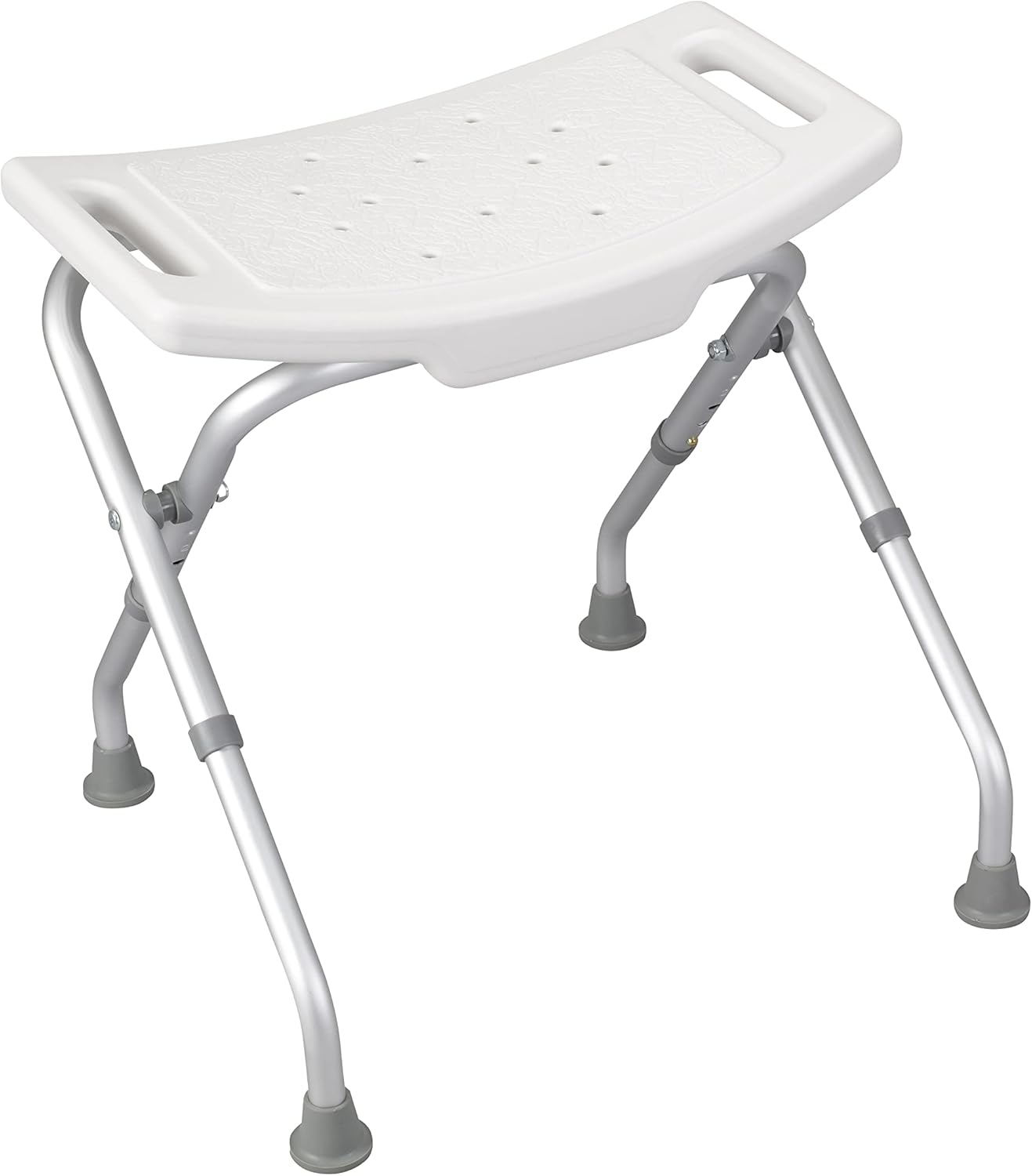 12486 Folding Shower Chair, Bath Bench with Drainage Holes and In-Seat Handles, Supports Users Up To 300 Pounds, White