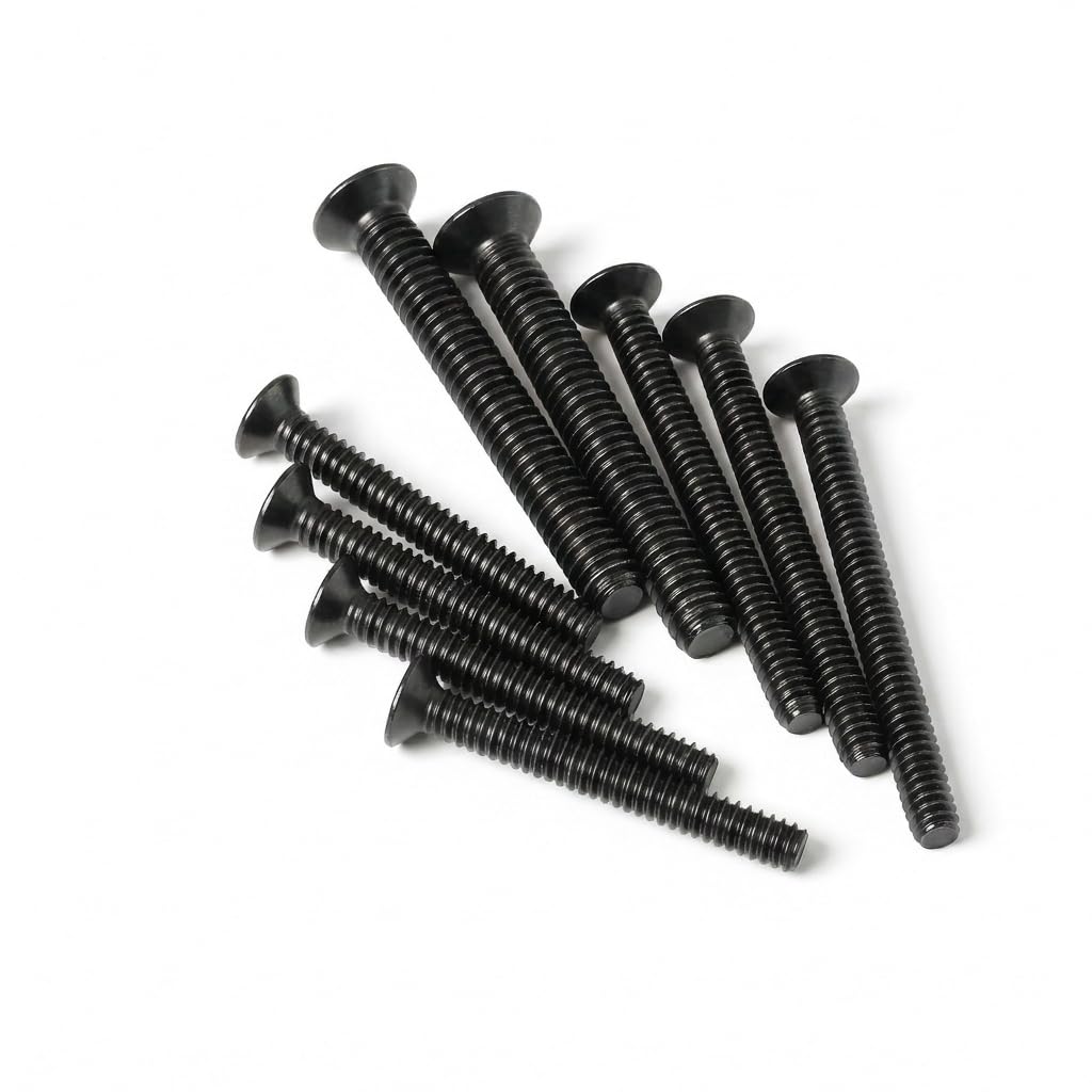 M4 x 16mm (50 Pack) Flat Head Socket Cap Screws Countersunk Allen Bolts, Black Oxide 304 Stainless Steel 18-8, Fully Machine Thread