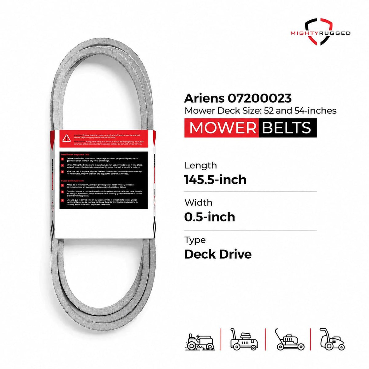 MightyRugged 07200023 Deck Belt for Ariens IKON XD 52, Gravely ZT X 52